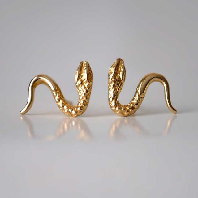 Boucles d'oreilles serpent ciselé or jaune 750 PM