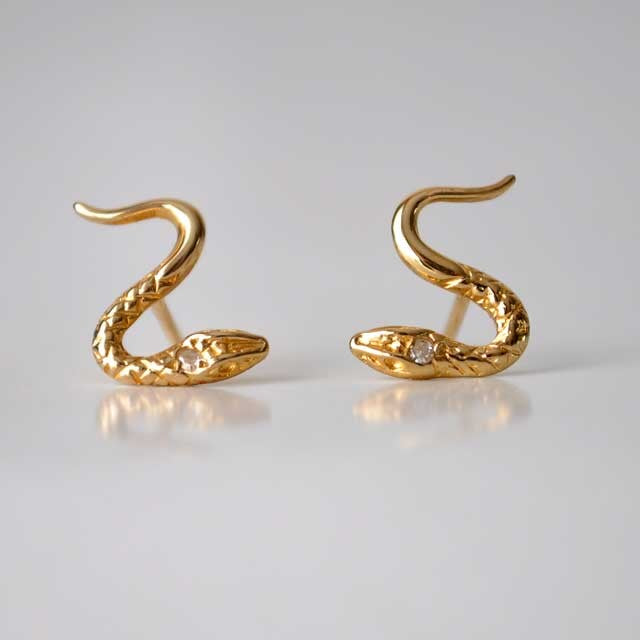 Boucles d'oreilles serpent diamant or jaune 750 PM