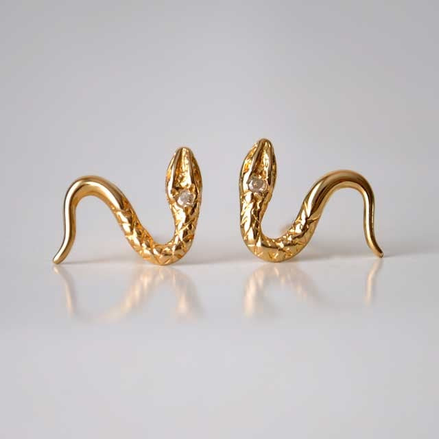 Boucles d'oreilles serpent diamant or jaune 750 PM