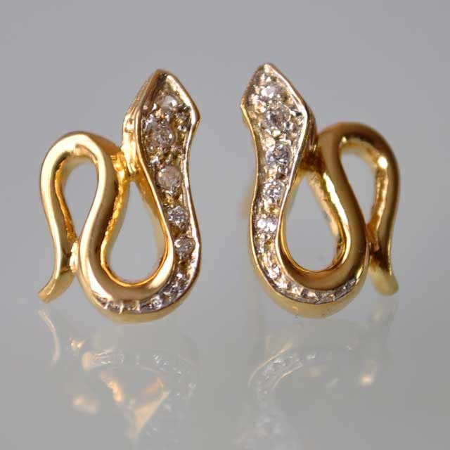 Boucles d'oreilles serpent zirconium or jaune 750
