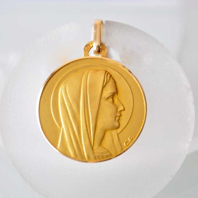Médaille vierge Perroud or jaune 750 16 mm