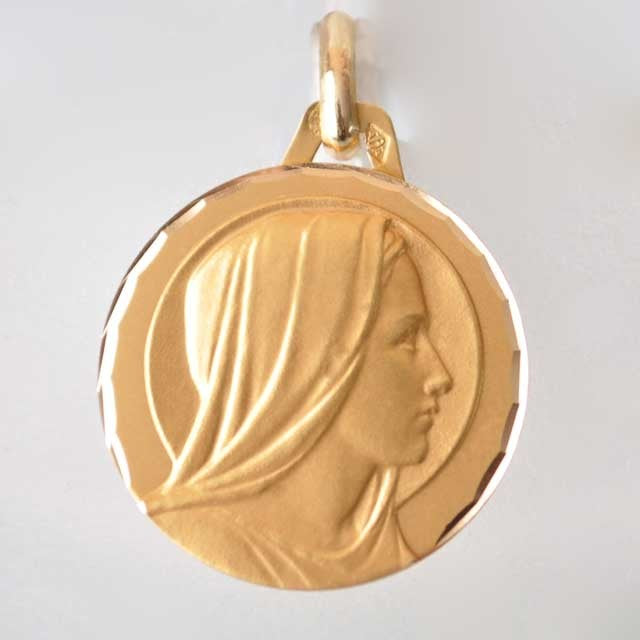 Médaille vierge or jaune 750 16 mm