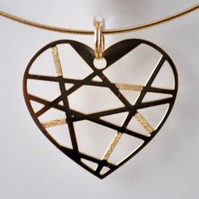 Grand pendentif cœur or jaune 750