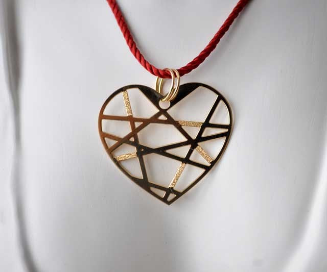 Grand pendentif cœur or jaune 750