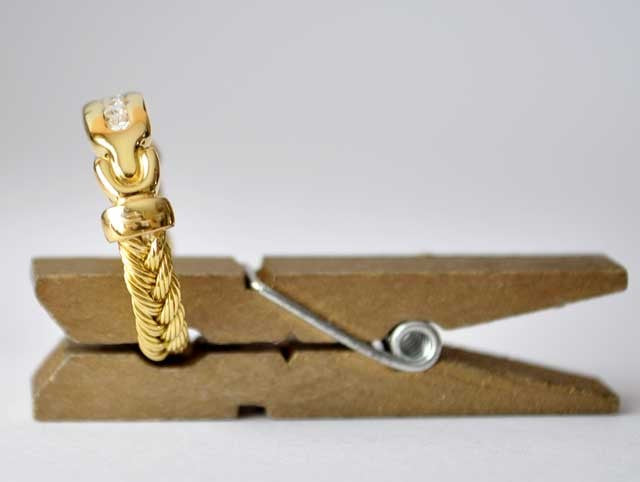 Bague diamants or jaune 750 tressée