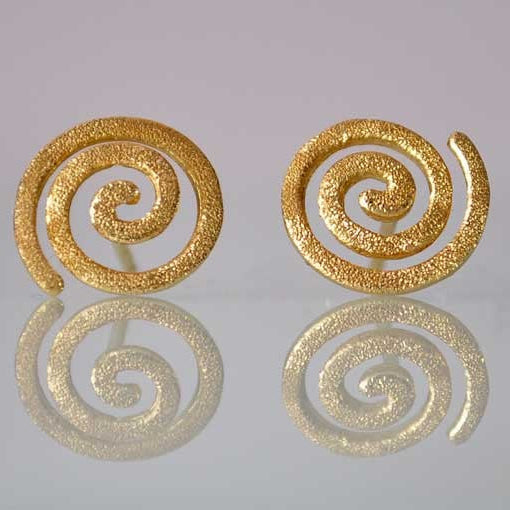 Boucles d'oreilles spirale satinée or jaune 750