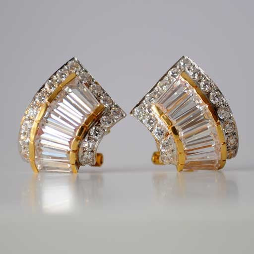 Boucles d'oreilles zirconiums or jaune 750