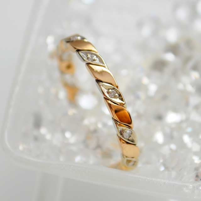 Alliance diamants torsade tour complet 2 ors 750 rose blanc