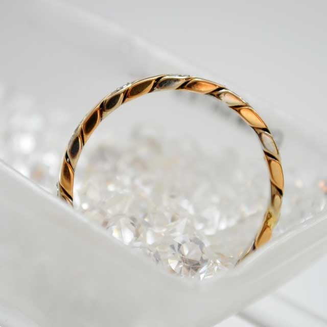 Alliance diamants torsade tour complet 2 ors 750 rose blanc