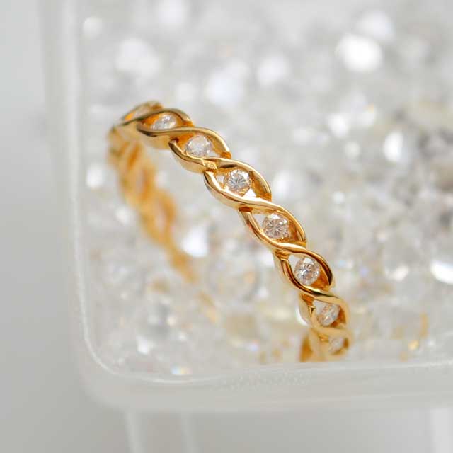 Alliance diamants torsade tour complet or jaune 750