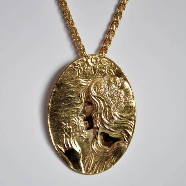 Médaillon Rétro diamants or jaune 750