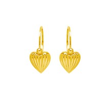 Boucles d'oreilles dormeuses coeurs or jaune 750