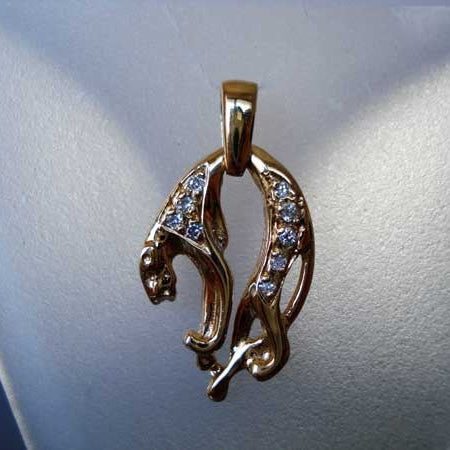 Pendentif panthère diamants or jaune 750