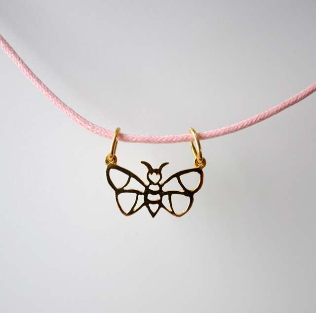 Pendentif papillon double bélière or jaune 750