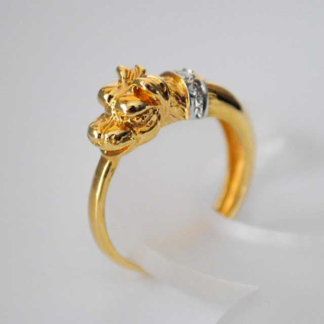 Bague chien diamants or jaune 750
