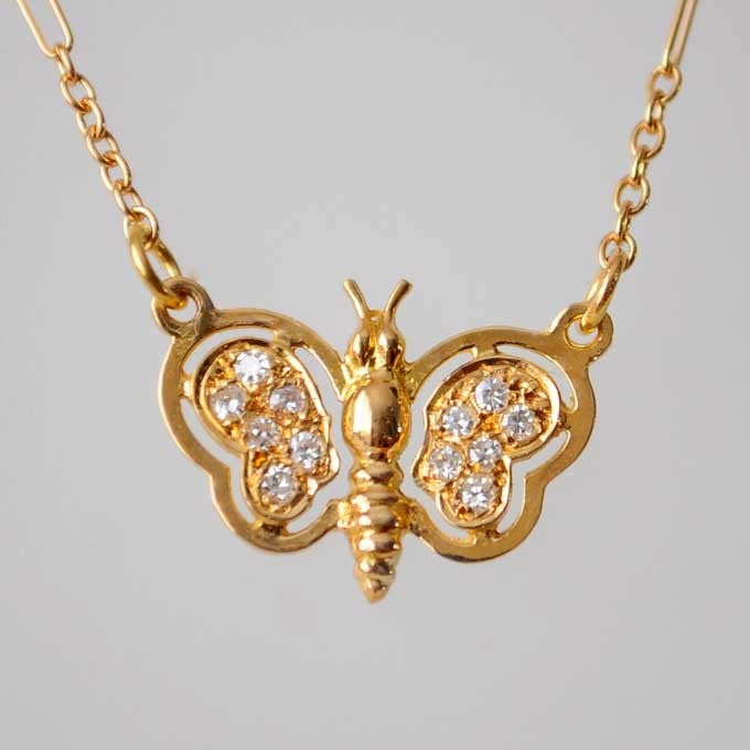 Collier Papillon diamants or jaune 750