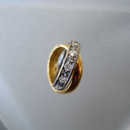 Pendentif double anneau diamants 2 ors 750