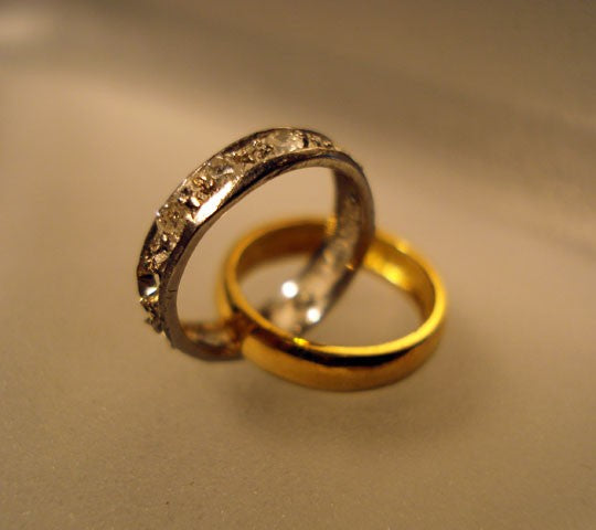 Pendentif double anneau diamants 2 ors 750