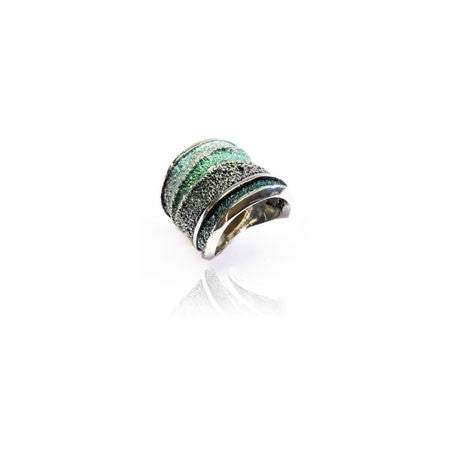 Bague Sinera pigments verts argent Arior