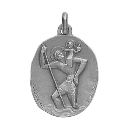 Médaille Saint Christophe or blanc 750 Augis