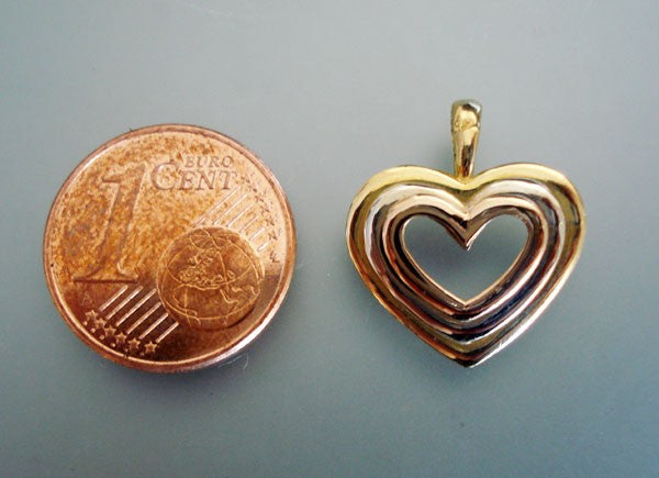 Pendentif coeur ouvert 3 ors 750 massif
