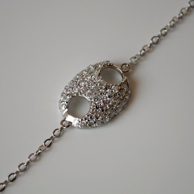 Bracelet grain de café zirconiums argent massif 925