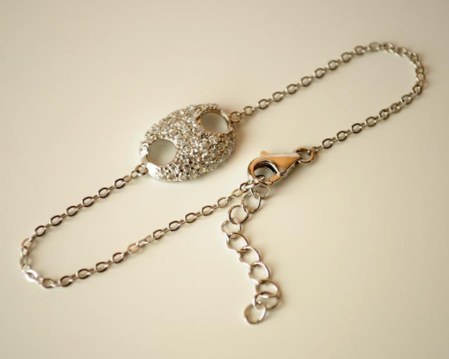 Bracelet grain de café zirconiums argent massif 925