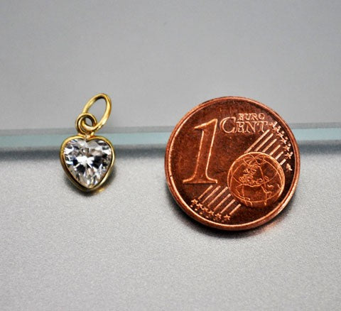 Petit pendentif coeur or jaune 750 zirconium