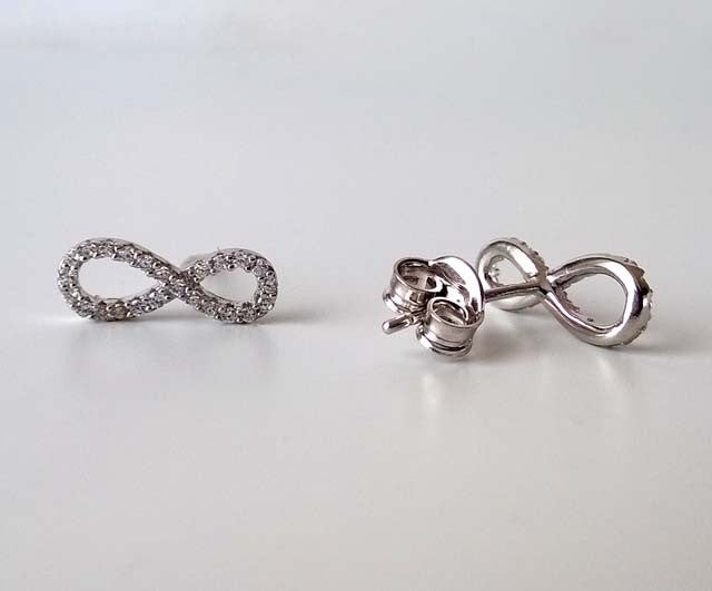 Infinity earrings with rhodium-plated 925 sterling silver cubic zirconia
