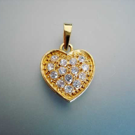 Pendentif coeur or jaune 750 pavé de zirconiums