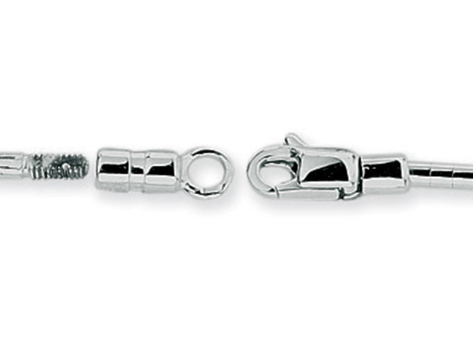 Collier Oméga rond embout dévissable or gris 750