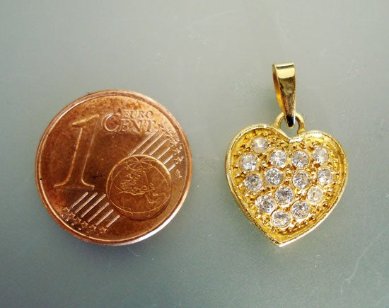 Pendentif coeur or jaune 750 pavé de zirconiums