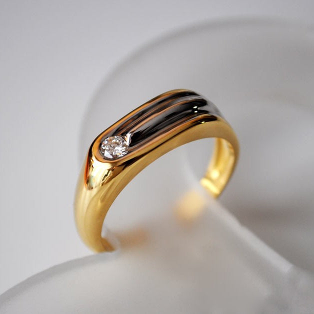 Bague homme diamant or 750 bicolore Orest