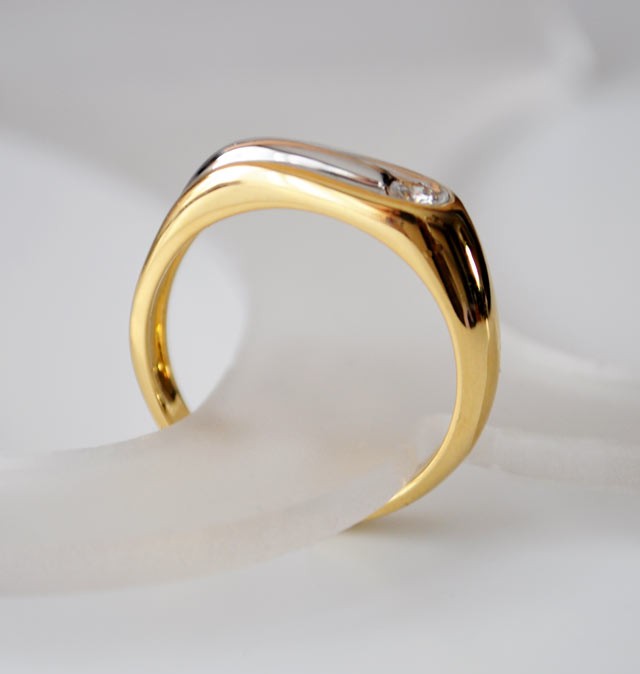 Bague homme diamant or 750 bicolore Orest