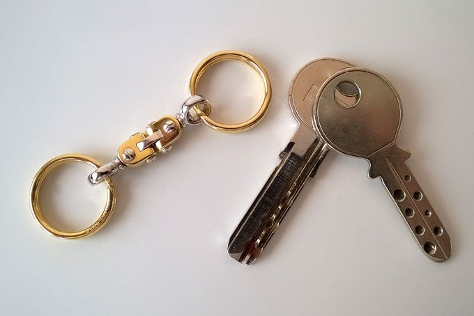 Porte-clé double anneaux deux ors 750