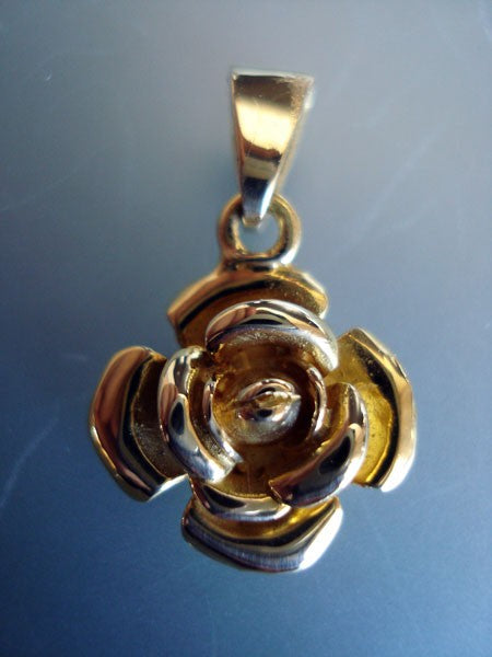 Pendentif Rose or jaune 750 massif Arior
