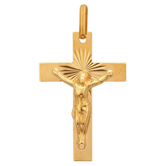 Croix avec Christ or jaune 750