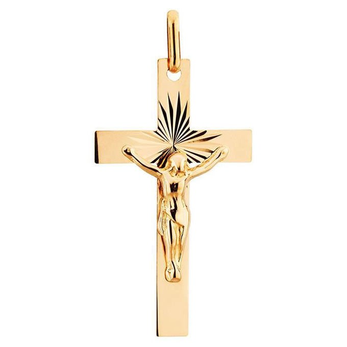 Croix avec Christ or jaune 750 PM
