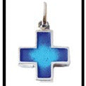 Croix carrée émaux bleus argent 925 Arior