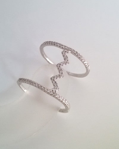 Bague ouverte zig zag zirconiums argent 925