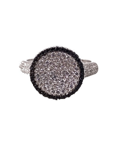 Bague pavé rond zirconiums noirs argent 925