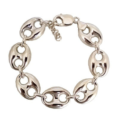 Bracelet grain de café 17 mm argent massif 925