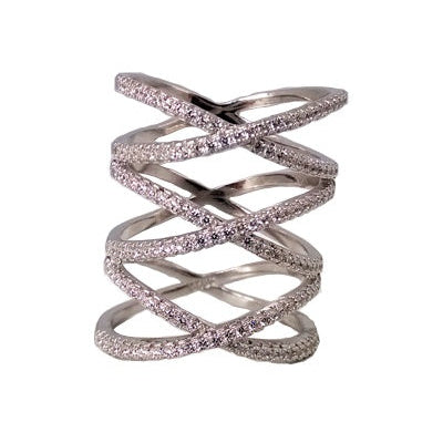 Bague croisée triple zirconiums argent 925 rhodié