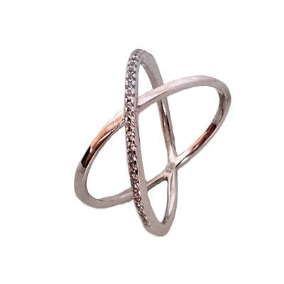 Bague croisée zirconiums argent 925 rhodié
