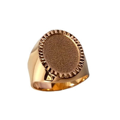 Chevalière ovale homme ciselée or jaune 750