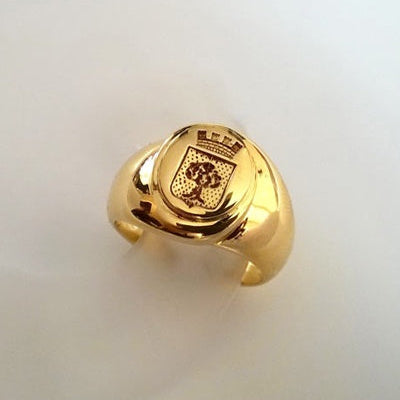 Chevalière homme blason or jaune 750 Roure