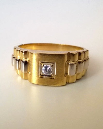 Bague homme 2 ors 750 zirconium