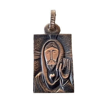 Médaille rectangulaire Christ argent 925 vieilli Arior