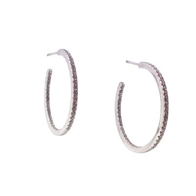 Créoles zirconiums 30mm argent 925 rhodié