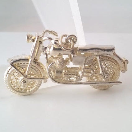 Grand pendentif moto argent massif 925